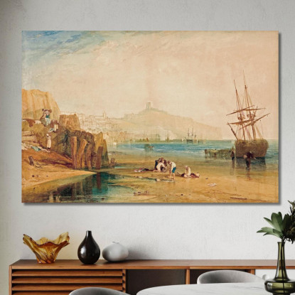 Ragazzi Mattutini Della Città E Del Castello Di Scarborough Che Catturano Granchi Joseph Mallord William Turner quadro stampato