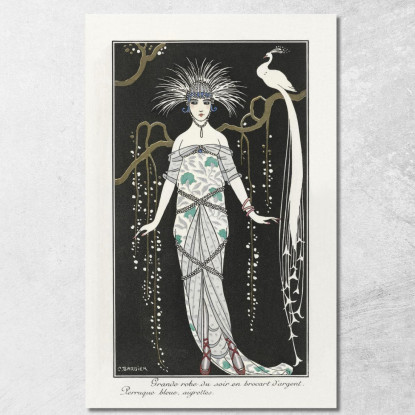 Costumi Parigini Abito Da Sera Ampio Del Journal Des Dames Et Des Modes George Barbier gbb17 quadro stampato su tela