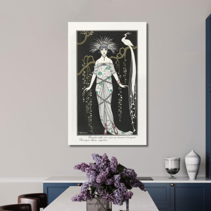 Costumi Parigini Abito Da Sera Ampio Del Journal Des Dames Et Des Modes George Barbier gbb17 quadro stampato su tela