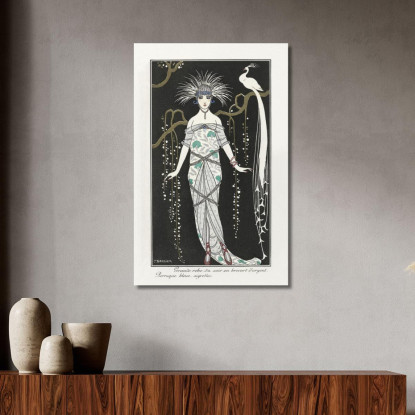 Costumi Parigini Abito Da Sera Ampio Del Journal Des Dames Et Des Modes George Barbier gbb17 quadro stampato su tela