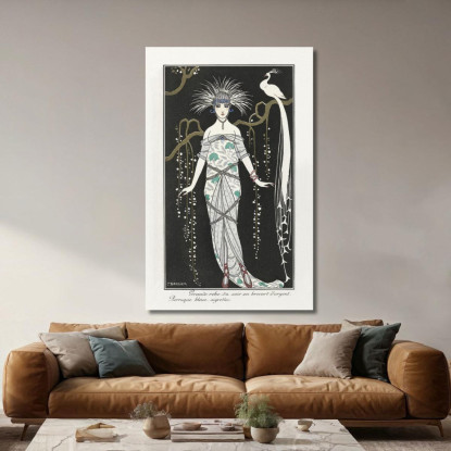 Costumi Parigini Abito Da Sera Ampio Del Journal Des Dames Et Des Modes George Barbier gbb17 quadro stampato su tela