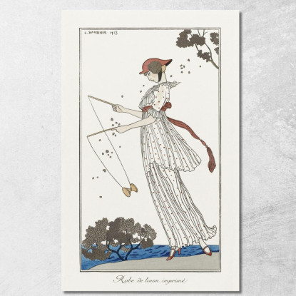 Costumi Parigini Abito Da Giardino Stampato Del Journal Des Dames Et Des Modes George Barbier gbb19 quadro stampato su tela