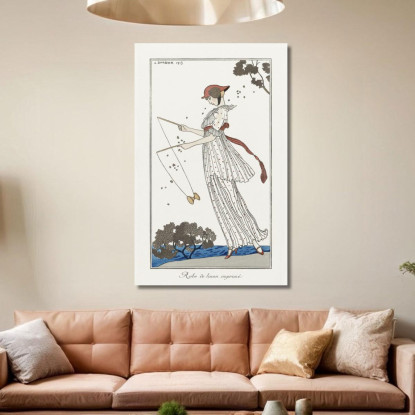 Costumi Parigini Abito Da Giardino Stampato Del Journal Des Dames Et Des Modes George Barbier gbb19 quadro stampato su tela