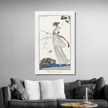 Costumi Parigini Abito Da Giardino Stampato Del Journal Des Dames Et Des Modes George Barbier gbb19 quadro stampato su tela