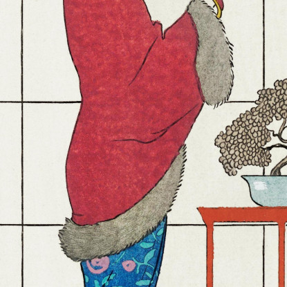 Costumi Parigini N. 35 Cappotto Damasco Rosa Da Journal Des Dames Et Des Modes George Barbier gbb22 quadro stampato su tela