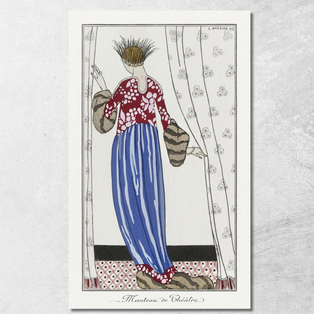 Costumi Parigini N. 71 Cappotto Da Teatro Del Journal Des Dames Et Des Modes George Barbier gbb27 quadro stampato su tela