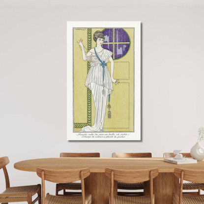 Costumi Parisiens No. 84 Ampio Abito Da Sera Del Journal Des Dames Et Des Modes George Barbier gbb29 quadro stampato su tela