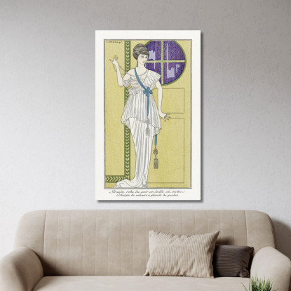 Costumi Parisiens No. 84 Ampio Abito Da Sera Del Journal Des Dames Et Des Modes George Barbier gbb29 quadro stampato su tela