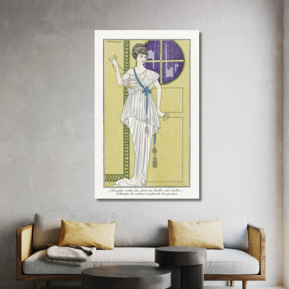 Costumi Parisiens No. 84 Ampio Abito Da Sera Del Journal Des Dames Et Des Modes George Barbier gbb29 quadro stampato su tela