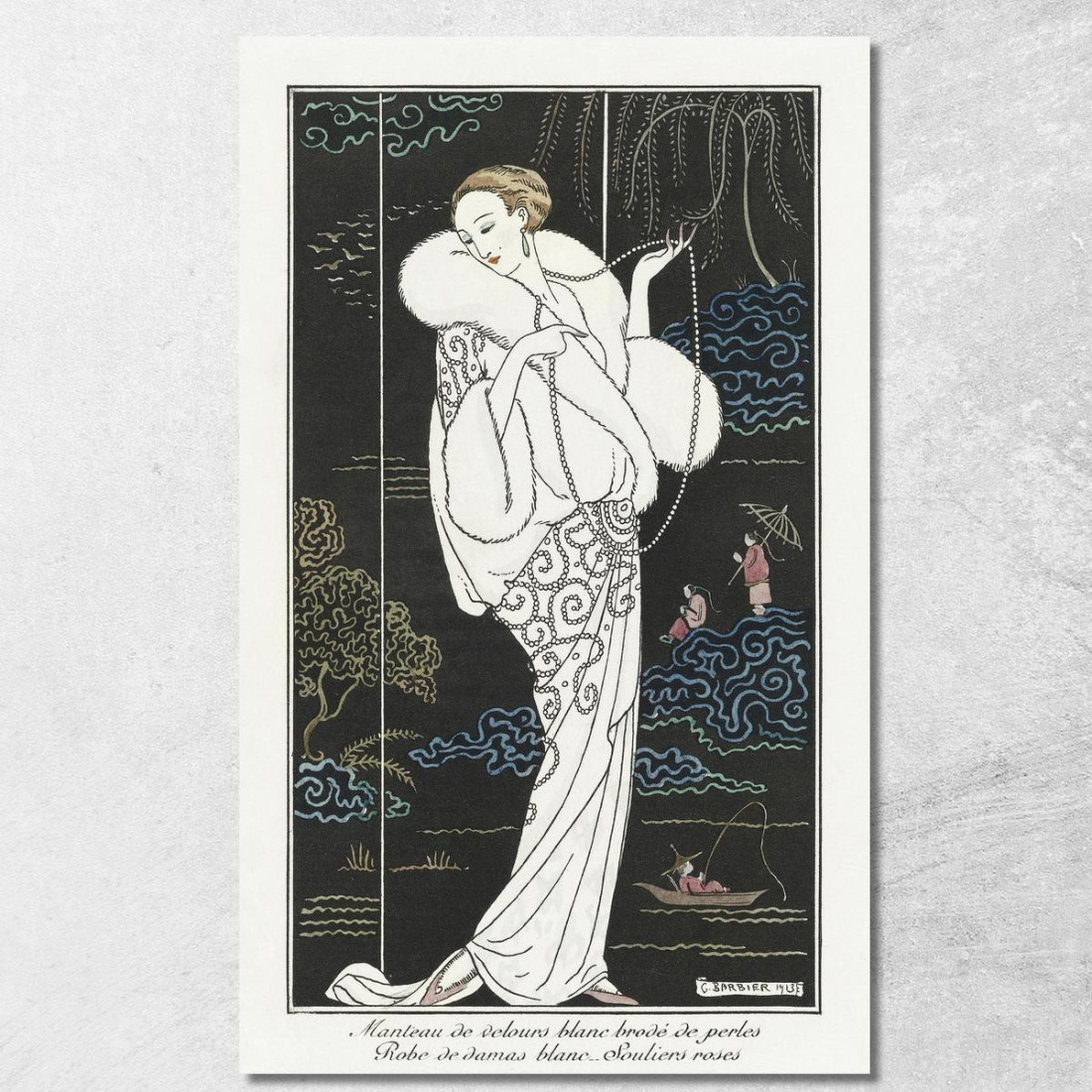 Costumi Parisiens No.112 Cappotto Di Velluto Del Journal Des Dames Et Des Modes George Barbier gbb30 quadro stampato su tela