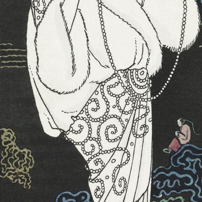 Costumi Parisiens No.112 Cappotto Di Velluto Del Journal Des Dames Et Des Modes George Barbier gbb30 quadro stampato su tela