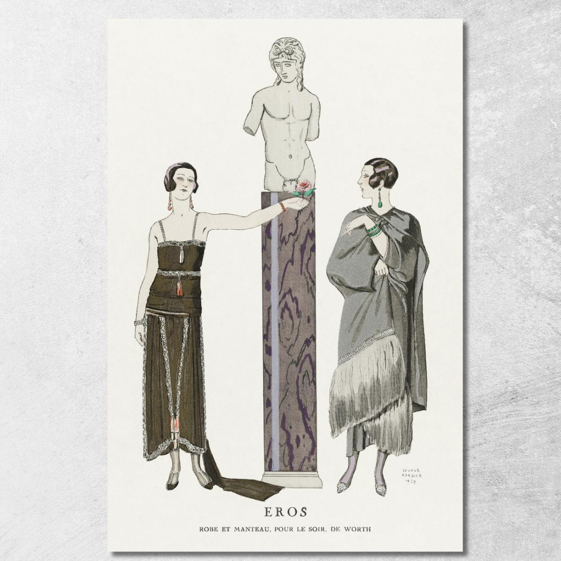 Abito E Cappotto Da Sera Eros Di Worth Dalla Gazette Du Bon Ton N° 9 George Barbier gbb39 quadro stampato su tela