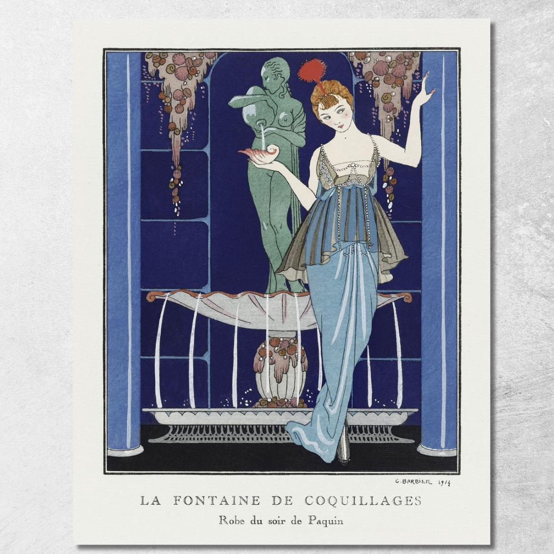 L'Abito Da Sera Shell Fountain Di Paquin George Barbier gbb79 quadro stampato su tela