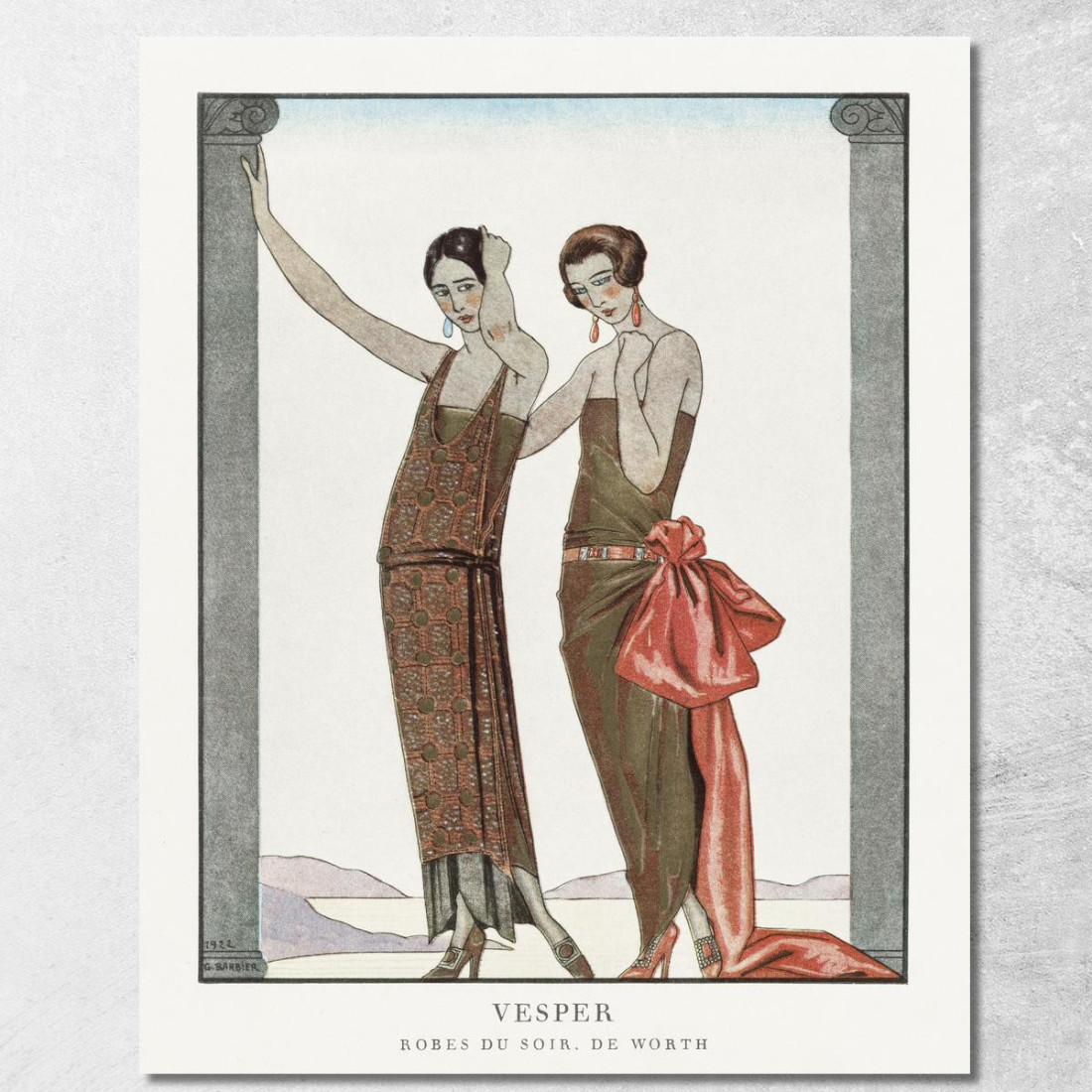 Vesper Abiti Da Sera Di Worth Dalla Gazette Du Bon Ton N. 8 George Barbier gbb158 quadro stampato su tela