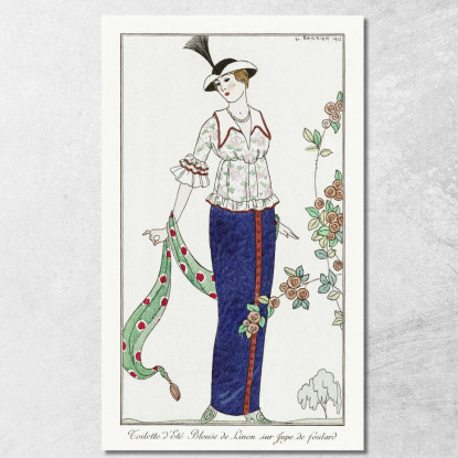 Parisian Costumes No. 3 Summer Dress Summer Dress Linen Jacket On Scarf Skirt George Barbier canvas print
