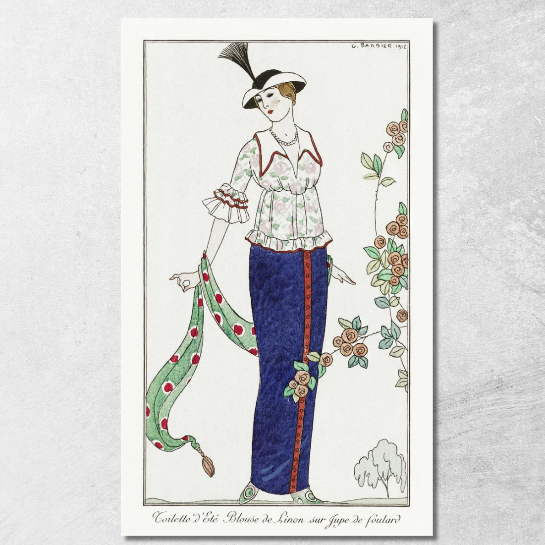 Trajes Parisinos Núm. 3 Aseo De Verano Aseo De Verano Chaqueta De Linon Sobre Falda Bufanda George Barbier cuadro en lienzo