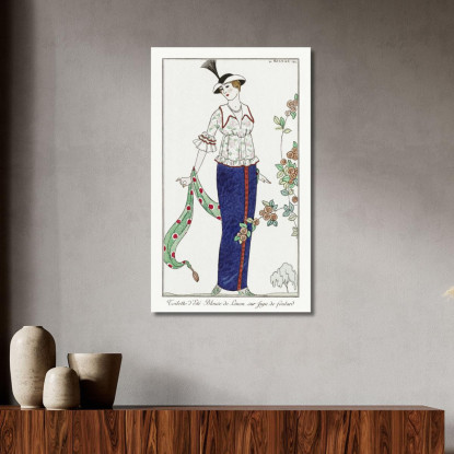 Costumi Parigini N. 3 Toilette Estiva Toilette Estiva Giacca Linon Su Gonna A Sciarpa George Barbier quadro stampato su tela