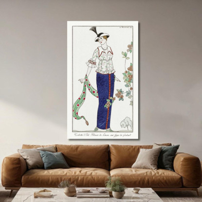 Costumi Parigini N. 3 Toilette Estiva Toilette Estiva Giacca Linon Su Gonna A Sciarpa George Barbier quadro stampato su tela