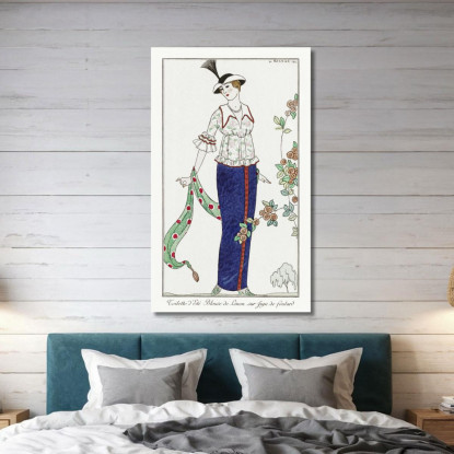 Costumi Parigini N. 3 Toilette Estiva Toilette Estiva Giacca Linon Su Gonna A Sciarpa George Barbier quadro stampato su tela