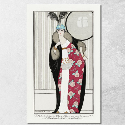 Parisian Costumes No. 39 White Crepe De Chine Dress From Journal Des Dames Et Des Modes George Barbier canvas print