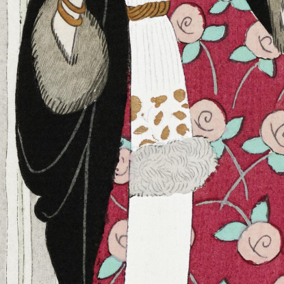 Pariser Kostüme Nr. 39 Weißes Kleid Aus Crêpe De Chine Von Journal Des Dames Et Des Modes George Barbier drucken auf leinwand