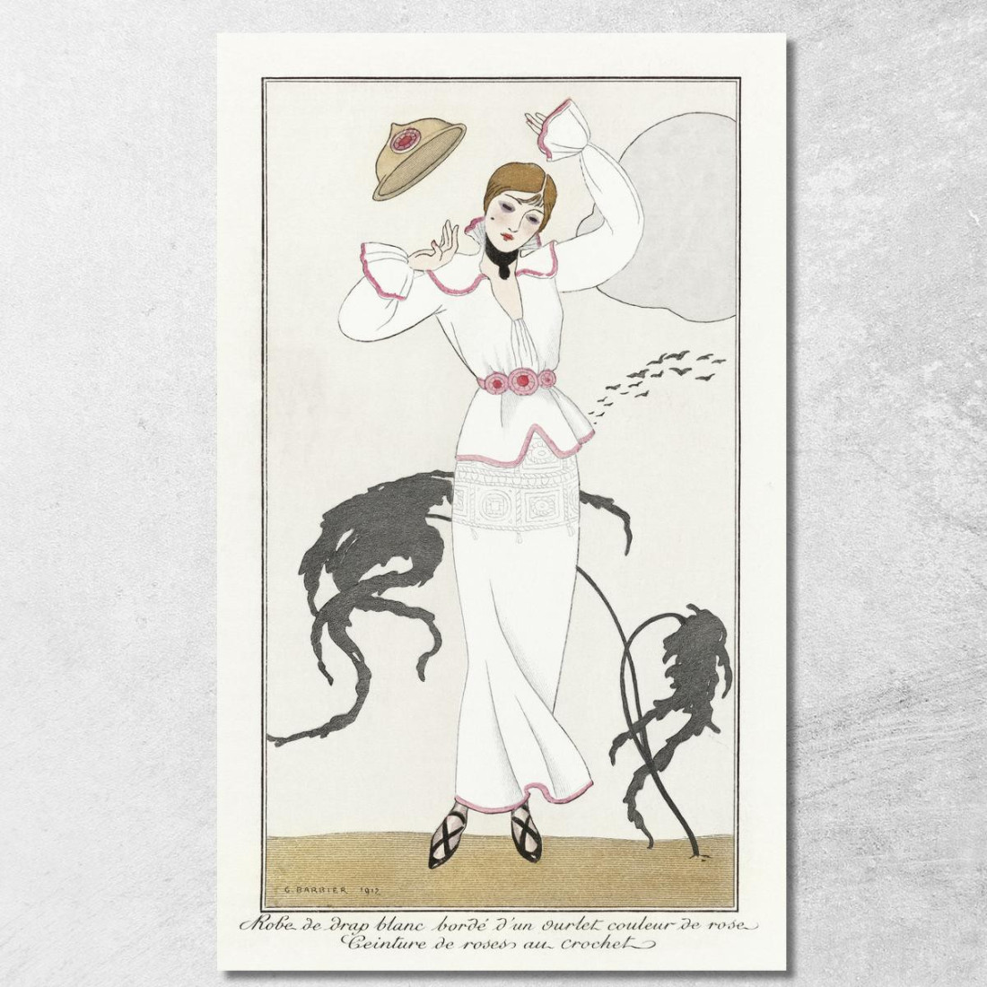 Costumes Parisiens No.21 Robe De Drap Blanc From Journal Des Dames Et Des Modes George Barbier tableau impression sur toile