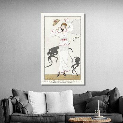 Costumes Parisiens No.21 Robe De Drap Blanc From Journal Des Dames Et Des Modes George Barbier tableau impression sur toile