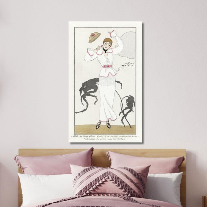 Costumes Parisiens No.21 Robe De Drap Blanc From Journal Des Dames Et Des Modes George Barbier tableau impression sur toile