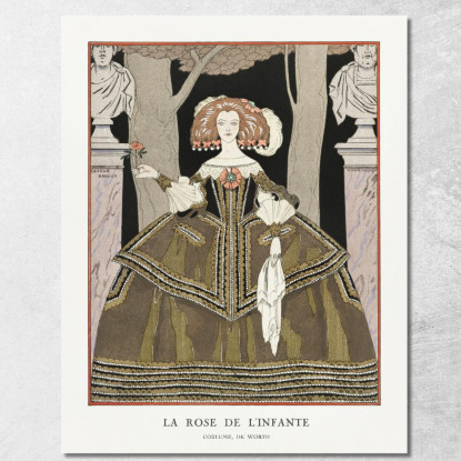 La Rose De L'Infante Costume De Worth From Gazette Du Bon Ton. Art- Modes & Frivolites No. 8 George Barbier tableau impression s