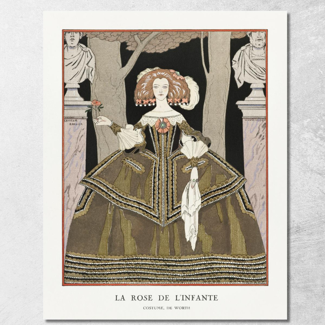 La Rose De L'Infante Costume De Worth From Gazette Du Bon Ton. Art- Modes & Frivolites No. 8 George Barbier tableau impression s