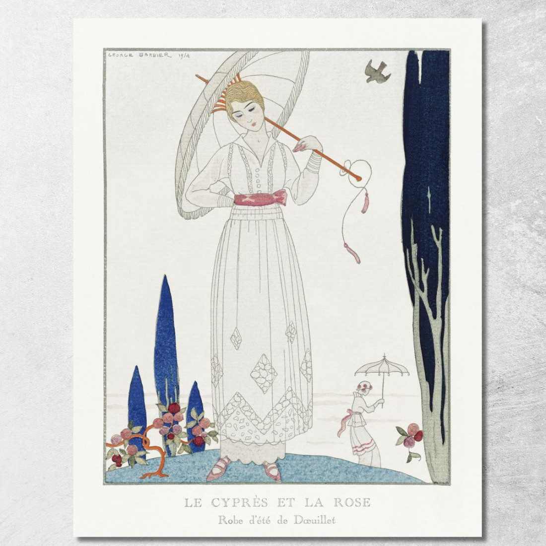 El Ciprés Y La Rosa Vestido De Verano De Doeuillet De Gazette Du Bon Ton No. 7 Pl. 70 George Barbier cuadro en lienzo