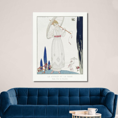 The Cypress And The Rose Summer Dress By Doeuillet From Gazette Du Bon Ton No. 7 Pl. 70 George Barbier canvas print