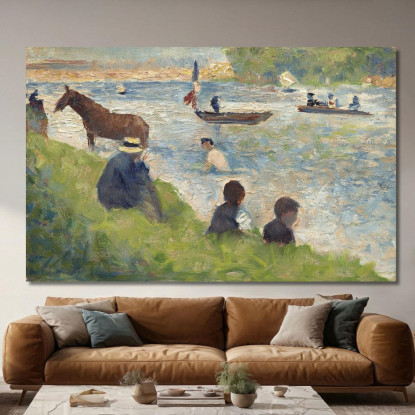 Studio Di Cavalli E Barche Per Bagnanti Ad Asnières Georges Seurat gsr34 quadro stampato su tela