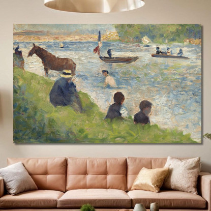 Studio Di Cavalli E Barche Per Bagnanti Ad Asnières Georges Seurat gsr34 quadro stampato su tela