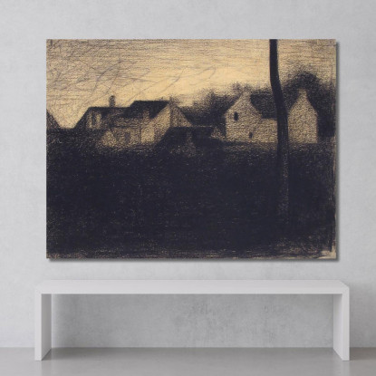 Paesaggio Con Case Georges Seurat gsr40 quadro stampato su tela