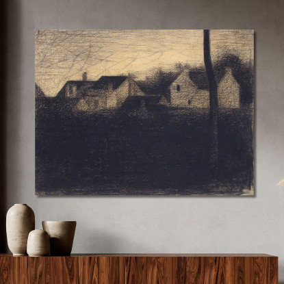 Paesaggio Con Case Georges Seurat gsr40 quadro stampato su tela