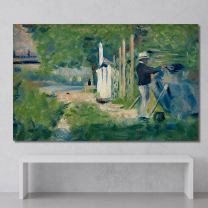 Uomo Che Dipinge Una Barca Georges Seurat gsr46 quadro stampato su tela