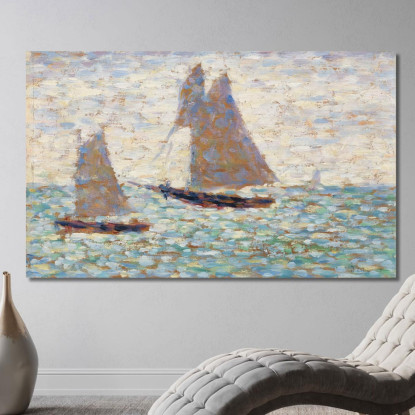 Due Barche A Vela A Grandcamp Georges Seurat gsr86 quadro stampato su tela