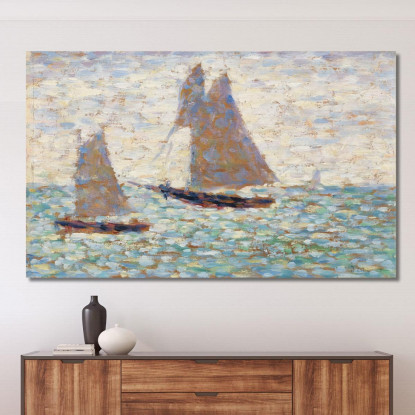 Due Barche A Vela A Grandcamp Georges Seurat gsr86 quadro stampato su tela