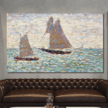 Due Barche A Vela A Grandcamp Georges Seurat gsr86 quadro stampato su tela