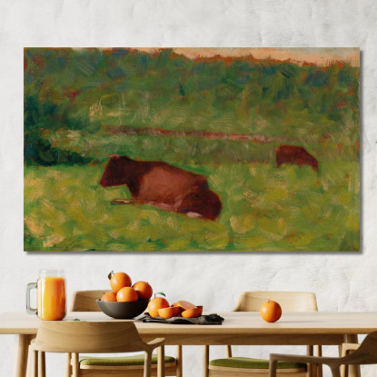 Mucche In Un Prato Georges Seurat gsr88 quadro stampato su tela
