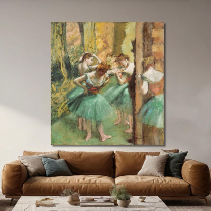 Ballerine Rosa E Verdi Edgar Degas edg15 quadro stampato su tela