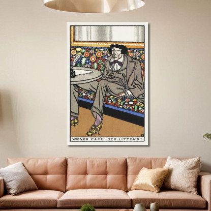 Café Viennese L'Uomo Di Lettere Café Viennese Der Litterat Moriz Jung mjn47 quadro stampato su tela