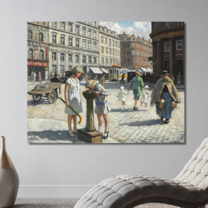 Al Trianglen Di Copenhagen In Una Calda Giornata Estiva Paul Fischer pfs38 quadro stampato su tela