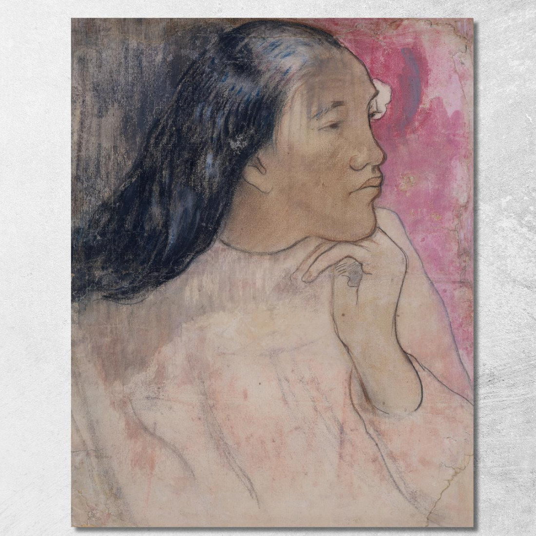 Una Donna Tahitiana Con Un Fiore Tra I Capelli Paul Gauguin pgg3 quadro stampato su tela