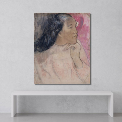 Una Donna Tahitiana Con Un Fiore Tra I Capelli Paul Gauguin pgg3 quadro stampato su tela