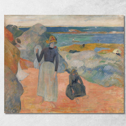 Scena Della Spiaggia Paul Gauguin pgg10 quadro stampato su tela