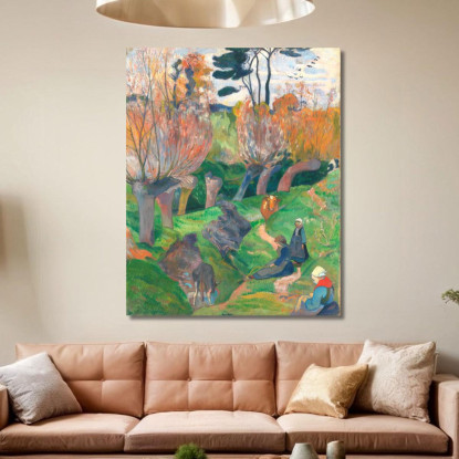 Paesaggio Della Bretagna Con Mucche Paul Gauguin pgg11 quadro stampato su tela