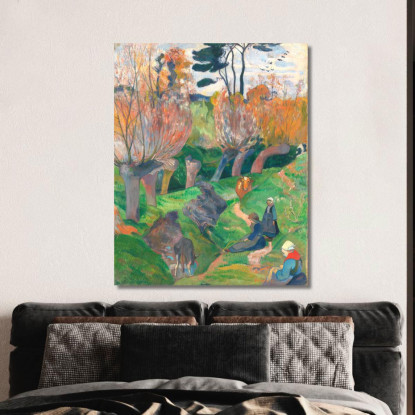 Paesaggio Della Bretagna Con Mucche Paul Gauguin pgg11 quadro stampato su tela