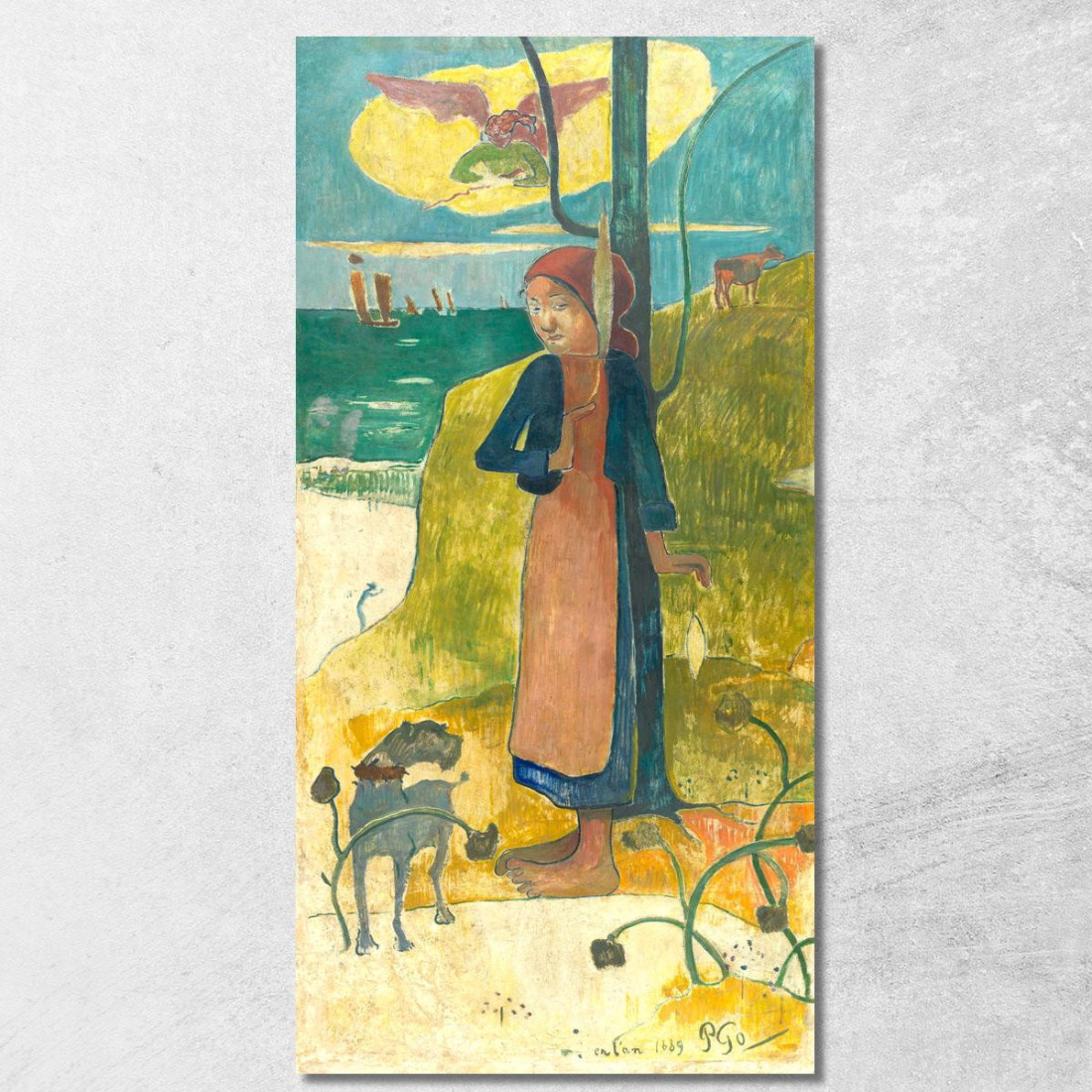 Ragazza Bretone Che Fila Paul Gauguin pgg12 quadro stampato su tela